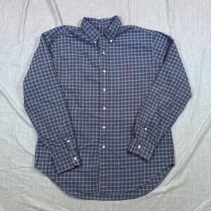 Ralph Lauren Shirt Mens Large Blue Red Plaid Classic Fit Button Down Long Sleeve